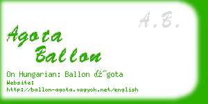 agota ballon business card